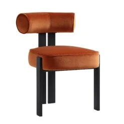 Ophelia Rust Velvet Dining Chair -Entreprise Cc Shop DCH 2187 RUST VEL WB1