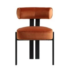 Ophelia Rust Velvet Dining Chair -Entreprise Cc Shop DCH 2187 RUST VEL WB2