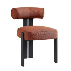 Ophelia Terracotta Fabric Dining Chair -Entreprise Cc Shop DCH 2187 TERRA FAB BLACK WB2
