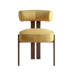 Ophelia Honey Gold Fabric Dining Chair -Entreprise Cc Shop DCH 2187 YELLOW FAB WALN WB1