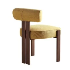 Ophelia Honey Gold Fabric Dining Chair -Entreprise Cc Shop DCH 2187 YELLOW FAB WALN WB4