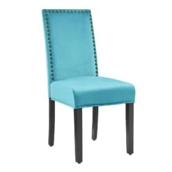 Maidwell Set Of 2 Air Blue Velvet Dining Chairs -Entreprise Cc Shop DCH LW8116 ABLUEVEL 2P 1