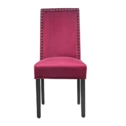 Maidwell Set Of 2 Crimson Red Velvet Dining Chairs 15 Maidwell Set Of 2 Crimson Red Velvet Dining Chairs -Entreprise Cc Shop DCH LW8116 REDVEL 2P 2