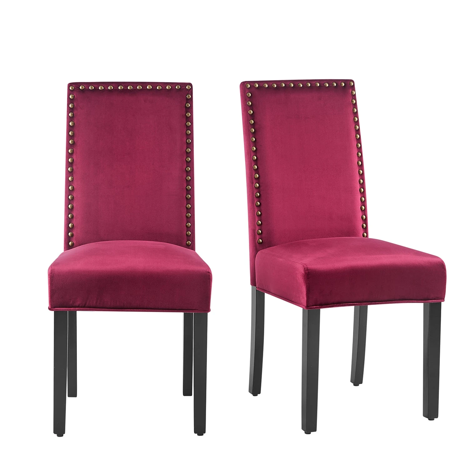 Maidwell Set Of 2 Crimson Red Velvet Dining Chairs 5 Maidwell Set Of 2 Crimson Red Velvet Dining Chairs - Image 3