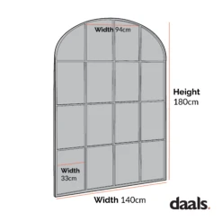 Portobello Arched Full Length Metal Frame Window Mirror 180 X 140 Cm, Black -Entreprise Cc Shop DImensioncal Drawings Feb 2023 MIRR 280