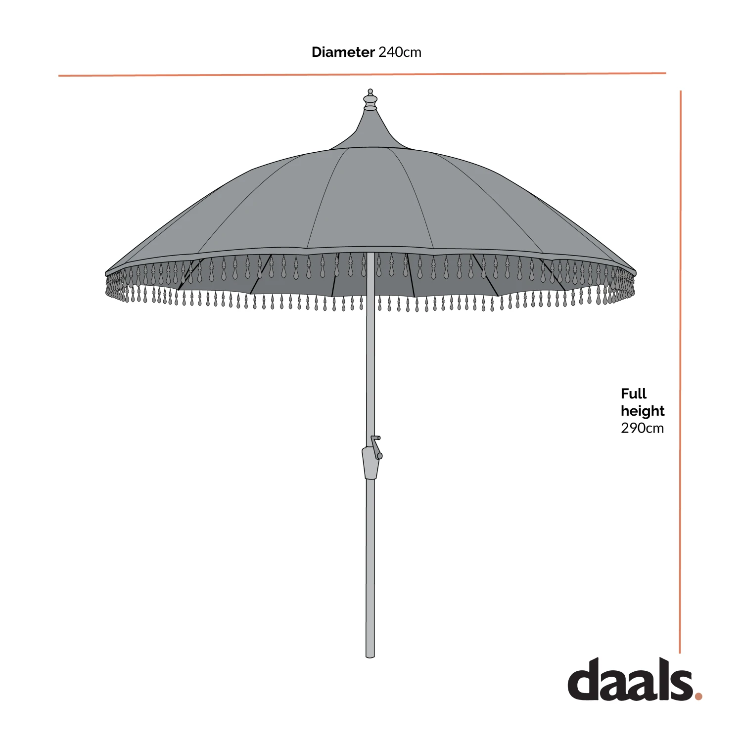 Hacienda 2.4M Sage Green Beaded Carousel Garden Parasol With Fringe Tassels And Aluminium Tilt 6 Hacienda 2.4M Sage Green Beaded Carousel Garden Parasol With Fringe Tassels And Aluminium Tilt - Image 4