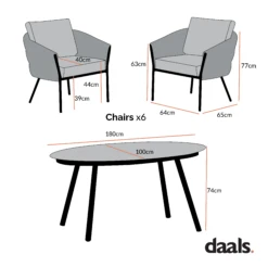 Montebello 6-Seater Outdoor Black Rope And Aluminium Oval Dining Set With Grey Ceramic Dining Table 18 Montebello 6-Seater Outdoor Black Rope And Aluminium Oval Dining Set With Grey Ceramic Dining Table -Entreprise Cc Shop Dimensional Drawings APR 2023 OD DINE 1072