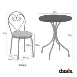 Haymes Metal Indoor And Outdoor Bistro Set -Entreprise Cc Shop Dimensional Drawings MAY 2023 OD BISTR 1067