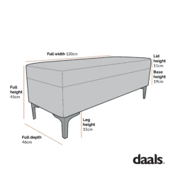 Haven Grey Fabric 120cm Large Storage Ottoman Bench -Entreprise Cc Shop Dimensional Drawings OTTO 2510 GREYFAB