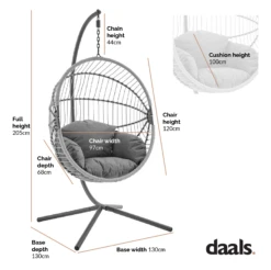 Harrington Rattan + Rope Indoor Outdoor SINGLE Hanging Chair 14 Harrington Rattan + Rope Indoor Outdoor SINGLE Hanging Chair -Entreprise Cc Shop Dimensional Drawings OD HC 010