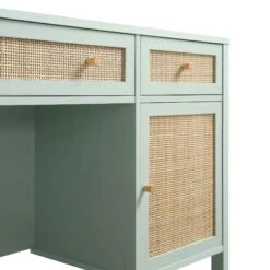 Frances Woven Rattan 3-Drawer Desk, Mint -Entreprise Cc Shop FT DESK 02 SAGE detail1