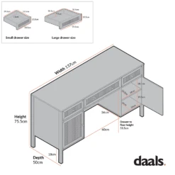 Frances Woven Rattan 3-Drawer Desk, Mint -Entreprise Cc Shop FT DSK 02