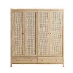 Frances Rattan 4-Door Wardrobe With 2 Drawers, Natural 16 Frances Rattan 4-Door Wardrobe With 2 Drawers, Natural -Entreprise Cc Shop FT WARD 04 NAT WB1