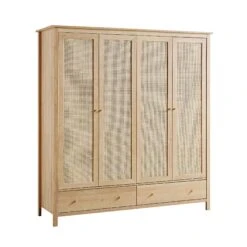 Frances Rattan 4-Door Wardrobe With 2 Drawers, Natural 18 Frances Rattan 4-Door Wardrobe With 2 Drawers, Natural -Entreprise Cc Shop FT WARD 04 NAT WB2