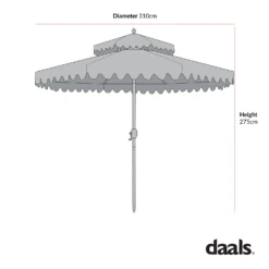 Fabienne Sage Green And White Striped 3M Double Top Crank And Tilt Parasol -Entreprise Cc Shop FabienneParasolDimDrawing 1 64a9e1ea 0c86 41aa 8021 4bfcfa1c0619