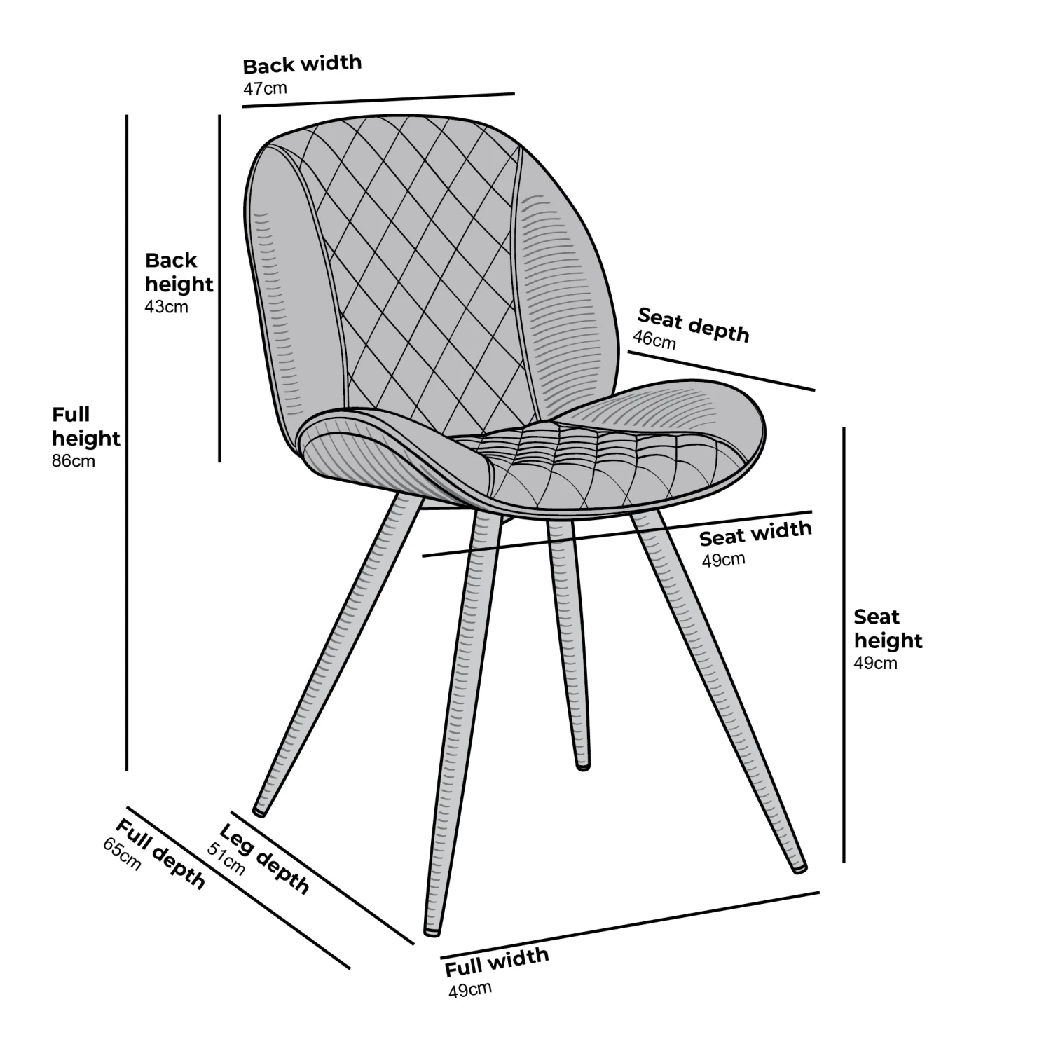 Set Of 2 Cosford Diamond Stitch Dining Chairs (Grey Velvet) 7 Set Of 2 Cosford Diamond Stitch Dining Chairs (Grey Velvet) - Image 6