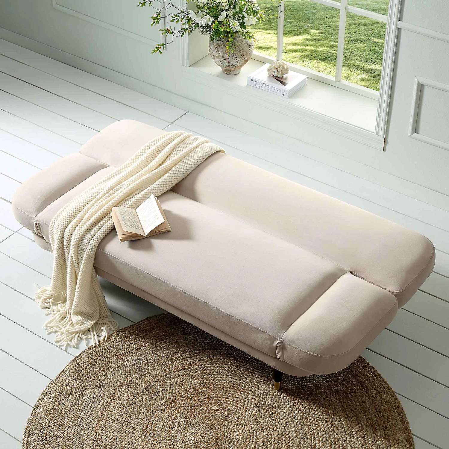 Solna 2-Seater Sofa Bed, Champagne Velvet 5 Solna 2-Seater Sofa Bed, Champagne Velvet - Image 3