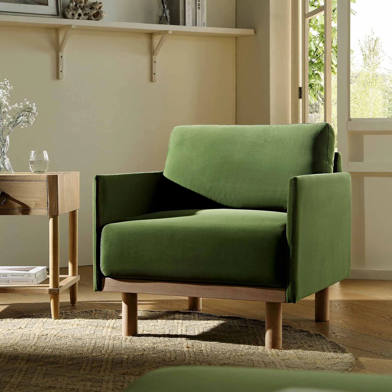 Timber Fern Green Velvet Armchair 3 Timber Fern Green Velvet Armchair