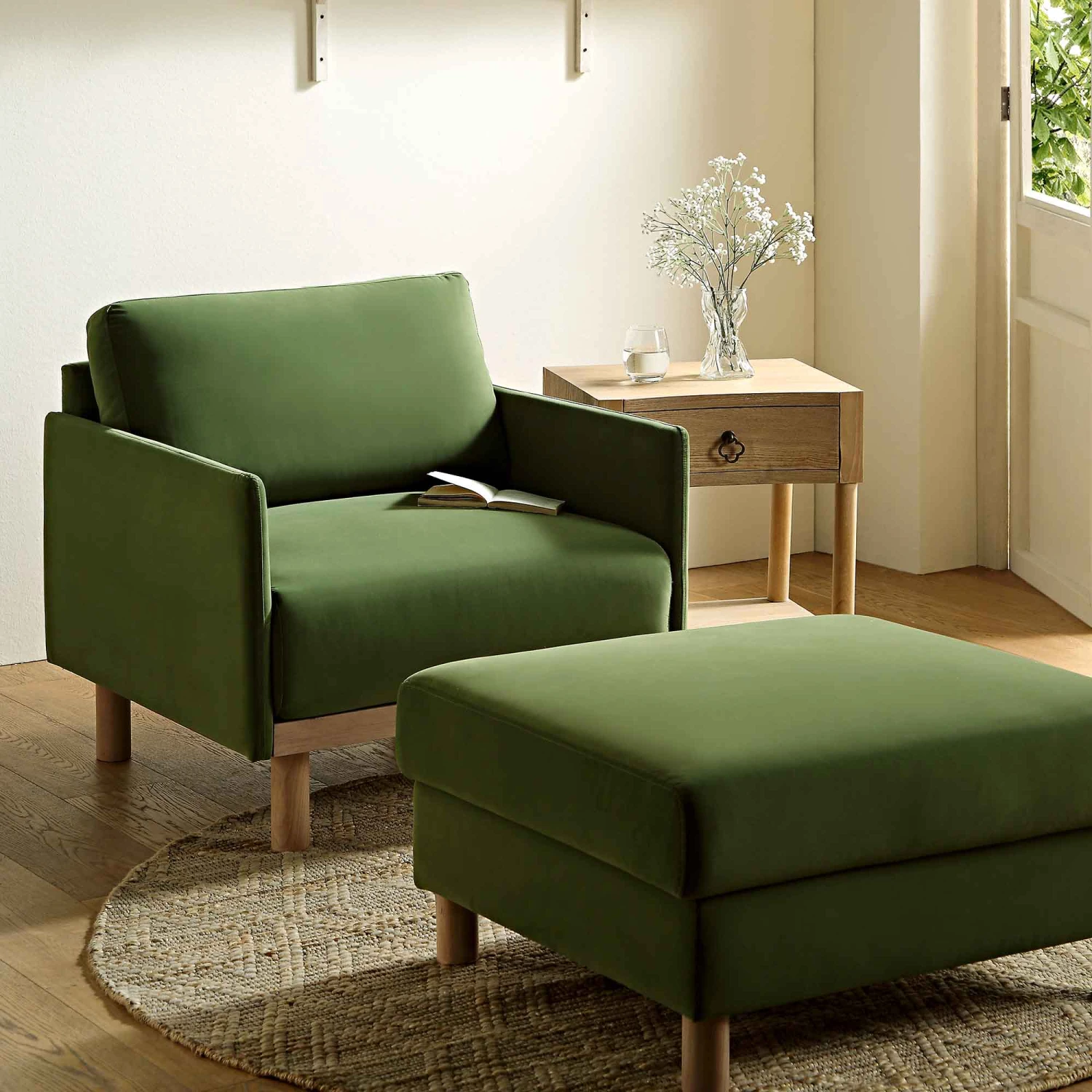 Timber Fern Green Velvet Armchair 5 Timber Fern Green Velvet Armchair - Image 3