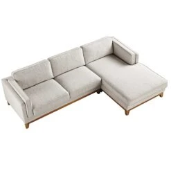 Dipley Oatmeal Woven Fabric Sofa, Grande Chaise Sofa Right Hand -Entreprise Cc Shop GCSF 2398 OAT WOV RIGHT WB3