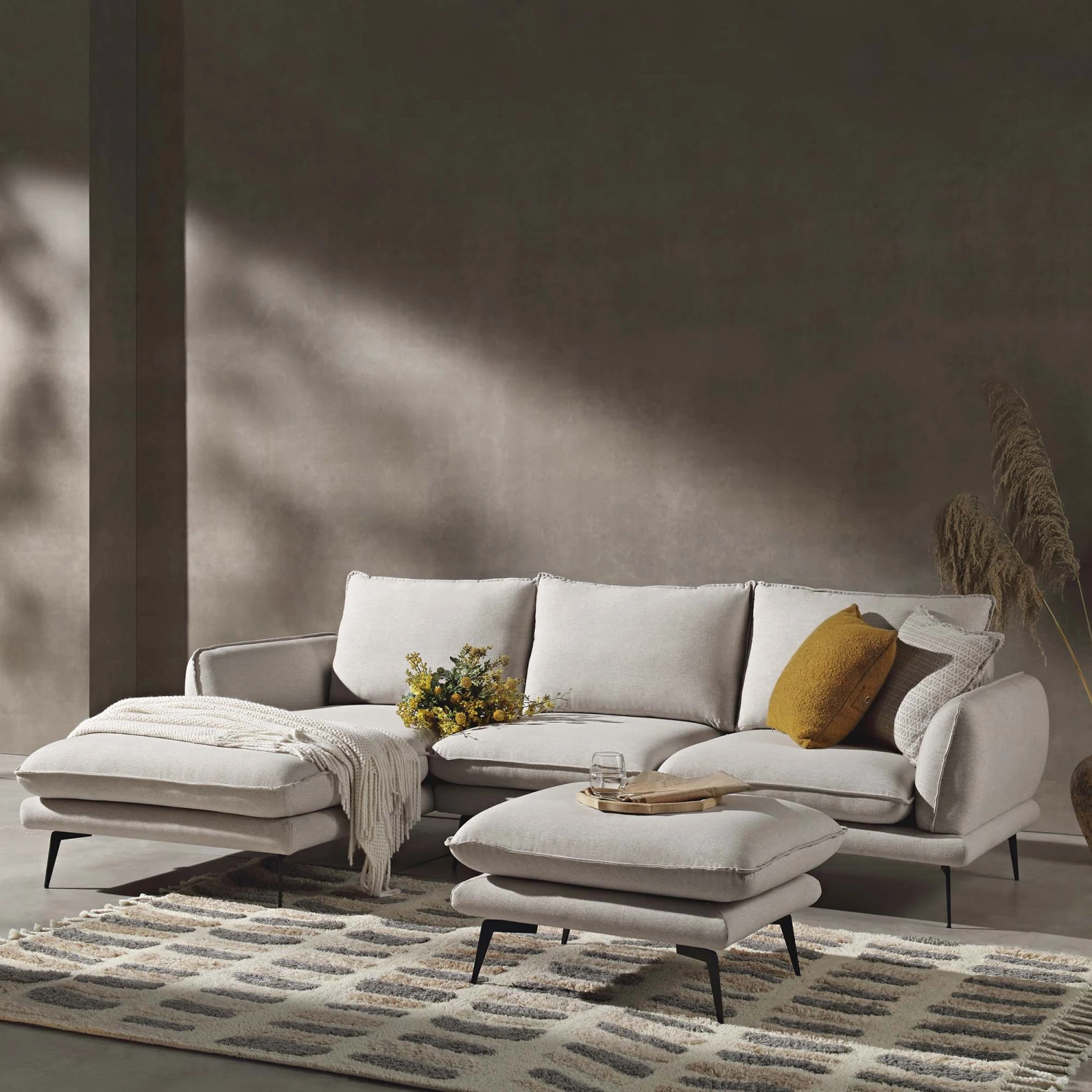 Obriel Oatmeal Fabric Sofa, Grande Chaise Sofa Left Hand 3 Obriel Oatmeal Fabric Sofa, Grande Chaise Sofa Left Hand