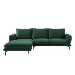 Obriel Forest Green Velvet Sofa, Grande Chaise Sofa Left Hand -Entreprise Cc Shop GCSF 2400 PINE VEL LEFT WB1