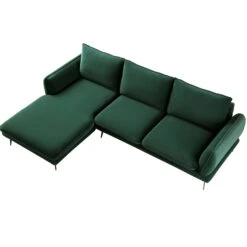Obriel Forest Green Velvet Sofa, Grande Chaise Sofa Left Hand -Entreprise Cc Shop GCSF 2400 PINE VEL LEFT WB4