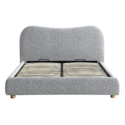 Egerie Curved Headboard Mist Grey Boucle Ottoman Storage Bed -Entreprise Cc Shop JAH 011 GREY BOUCLE WB1