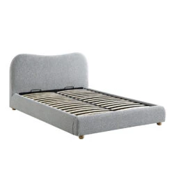 Egerie Curved Headboard Mist Grey Boucle Ottoman Storage Bed -Entreprise Cc Shop JAH 011 GREY BOUCLE WB2