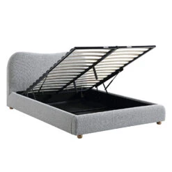Egerie Curved Headboard Mist Grey Boucle Ottoman Storage Bed -Entreprise Cc Shop JAH 011 GREY BOUCLE WB3