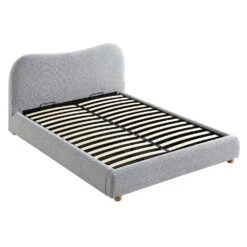 Egerie Curved Headboard Mist Grey Boucle Ottoman Storage Bed -Entreprise Cc Shop JAH 011 GREY BOUCLE WB4