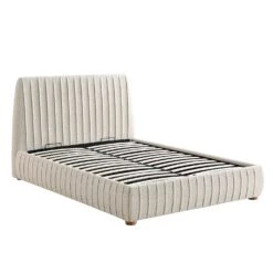 Helia Pleated Ottoman Storage Bed, Beige Boucle -Entreprise Cc Shop JAH 012 BEIGE BOUCLE WB2