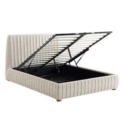 Helia Pleated Ottoman Storage Bed, Beige Boucle -Entreprise Cc Shop JAH 012 BEIGE BOUCLE WB3