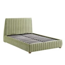 Helia Pleated Ottoman Storage Bed, Lichen Velvet -Entreprise Cc Shop JAH 012 LICHEN VEL WB2