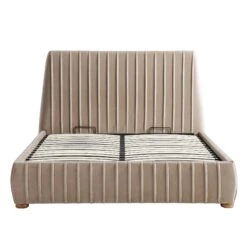 Helia Pleated Ottoman Storage Bed, Taupe Velvet -Entreprise Cc Shop JAH 012 MINK VEL WB1