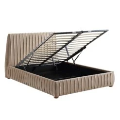 Helia Pleated Ottoman Storage Bed, Taupe Velvet -Entreprise Cc Shop JAH 012 MINK VEL WB3