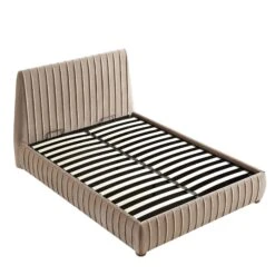 Helia Pleated Ottoman Storage Bed, Taupe Velvet -Entreprise Cc Shop JAH 012 MINK VEL WB4
