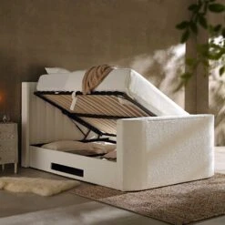 Wilton White Boucle Ottoman TV Bed -Entreprise Cc Shop JAH 015 ECRU BOU scene2