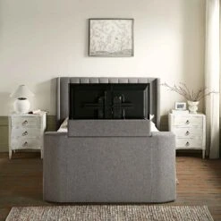 Wilton Grey Fabric Ottoman TV Bed -Entreprise Cc Shop JAH 015 GREY FAB scene4