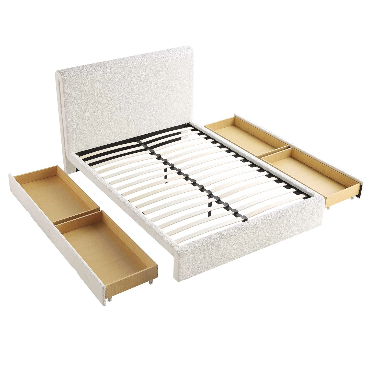 Hampstead Ecru Boucle Curved Bed With 4-Drawer Storage 9 Hampstead Ecru Boucle Curved Bed With 4-Drawer Storage - Image 7