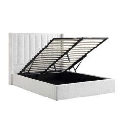 Wilton White Boucle Ottoman Storage Bed -Entreprise Cc Shop JAH 017 ECRU BOU WB3