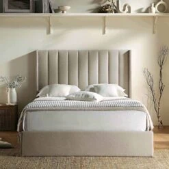 Wilton Warm Stone Fabric Ottoman Storage Bed -Entreprise Cc Shop JAH 017 SAND FAB scene2