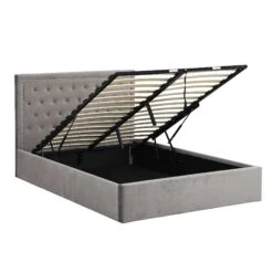 Hartwell Upholstered Ottoman Storage Bed With Nailhead Trim Headboard (Grey Velvet) -Entreprise Cc Shop JAH 02 GREYVEL 4