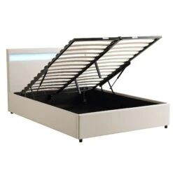 Pimlico End Opening Ottoman Storage Bed Frame With Muti-colour LED Headboard (Beige Fabric) -Entreprise Cc Shop JAH 05 BEIGEFAB WB3