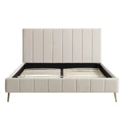 Sylvie Velvet Upholstered Bed Frame With Golden Chrome Legs, Champagne Velvet 14 Sylvie Velvet Upholstered Bed Frame With Golden Chrome Legs, Champagne Velvet -Entreprise Cc Shop JAH 06 CHAMPVEL WB1
