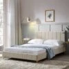 Sylvie Velvet Upholstered Bed Frame With Golden Chrome Legs, Champagne Velvet 1 Sylvie Velvet Upholstered Bed Frame With Golden Chrome Legs, Champagne Velvet -Entreprise Cc Shop JAH 06 CHAMPVEL main