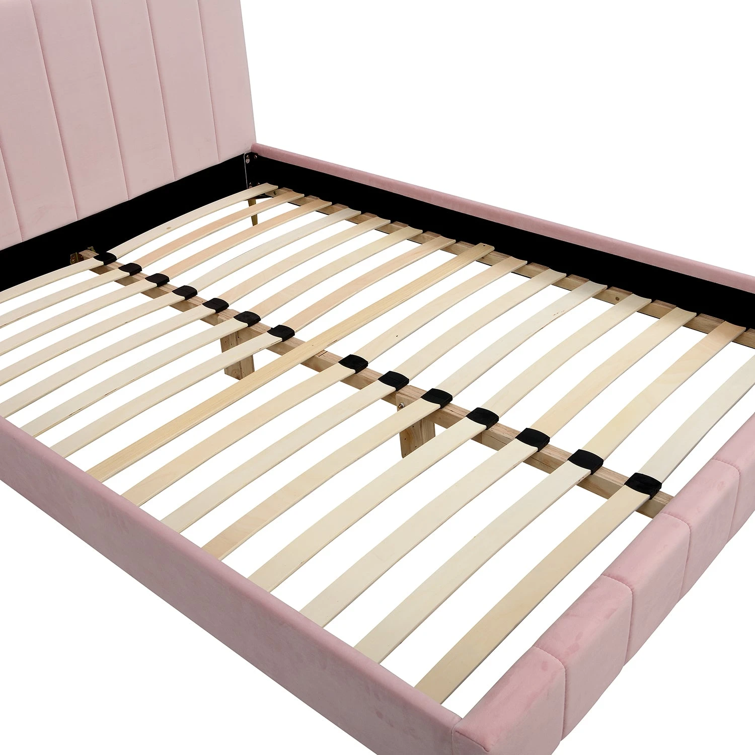 Sylvie Velvet Upholstered Bed Frame With Golden Chrome Legs, Pink Velvet 11 Sylvie Velvet Upholstered Bed Frame With Golden Chrome Legs, Pink Velvet - Image 9