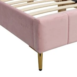 Sylvie Velvet Upholstered Bed Frame With Golden Chrome Legs, Pink Velvet 21 Sylvie Velvet Upholstered Bed Frame With Golden Chrome Legs, Pink Velvet -Entreprise Cc Shop JAH 06 PINKVEL detail3