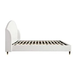 Eleanor White Boucle Upholstered Bed Frame With Domed Headboard -Entreprise Cc Shop JAH 08 ECRU BOU WB4