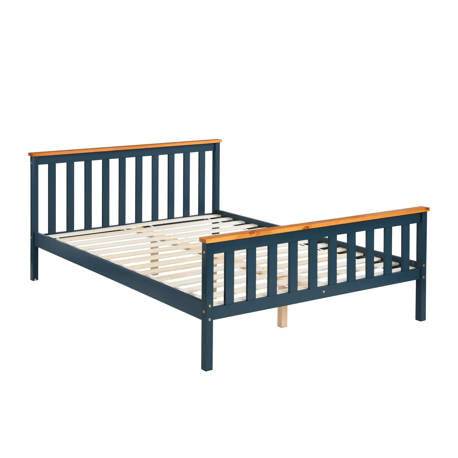 Marta Solid Wooden Shaker Style Double Bed In Blue And Oak 10 Marta Solid Wooden Shaker Style Double Bed In Blue And Oak - Image 8